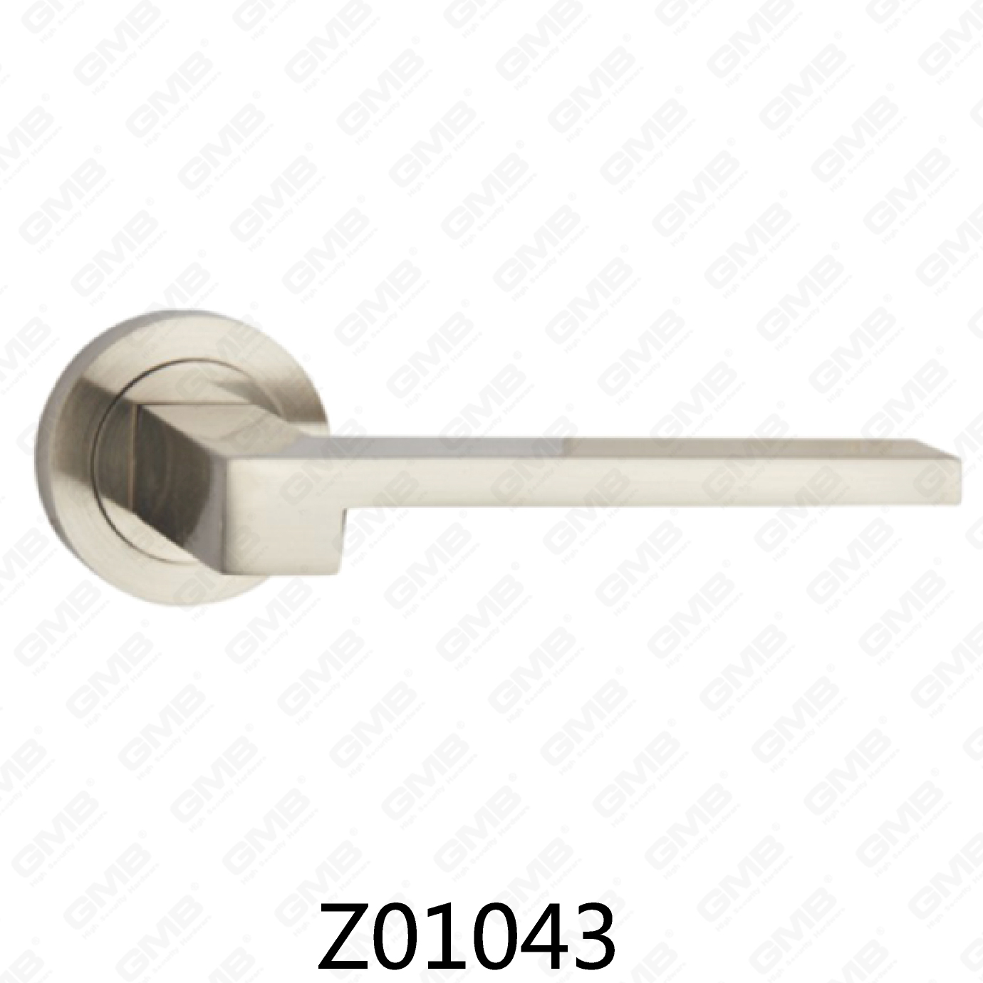 Poignée de porte en aluminium en alliage de zinc et rosette avec rosette ronde (Z01043)