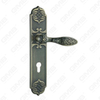 Poignée de porte Poignée de quincaillerie de porte en bois Serrure de poignée de porte sur plaque pour serrure à mortaise par poignée de plaque de porte en alliage de zinc ou en acier (ZL961-Z92-DAB)