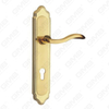 Poignée de porte Poignée de quincaillerie de porte en bois Serrure de poignée de porte sur plaque pour serrure à mortaise par poignée de plaque de porte en alliage de zinc ou en acier (ZL91376-GSB&GPB)