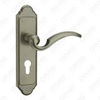 Poignée de porte Poignée de quincaillerie de porte en bois Poignée de porte sur plaque pour serrure à mortaise par poignée de plaque de porte en alliage de zinc ou en acier (CM588-C33-DAB)