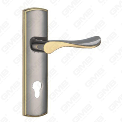 Poignée de porte Poignée de quincaillerie de porte en bois Serrure Poignée de porte sur plaque pour serrure à mortaise par poignée de plaque de porte en alliage de zinc ou en acier (CM586-C109-KJ)