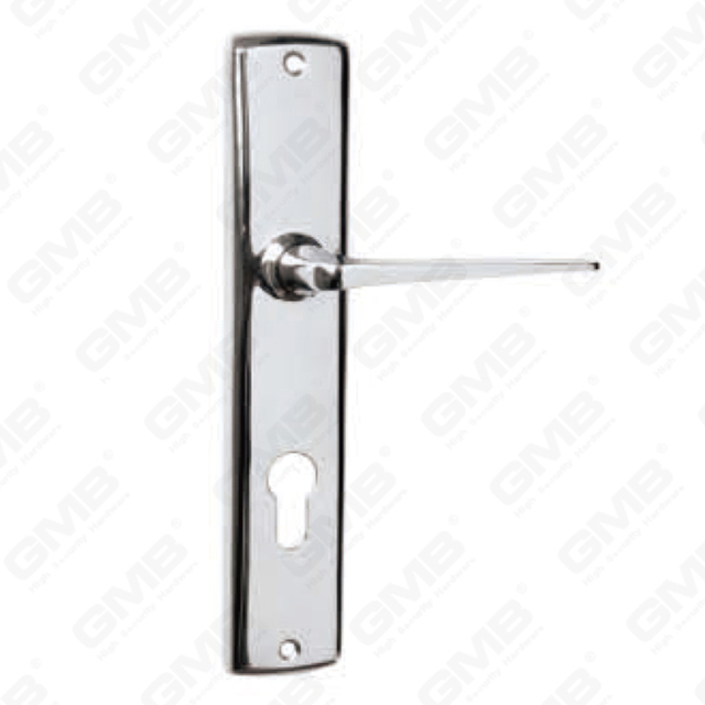 Poignée de porte Poignée de quincaillerie de porte en bois Serrure de poignée de porte sur plaque pour serrure à mortaise par poignée de plaque de porte en alliage de zinc ou en acier (4630)