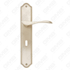 Poignées en laiton poignée de quincaillerie de porte en bois poignée de porte de serrure sur plaque pour serrure à mortaise (B-PM9974-SN)