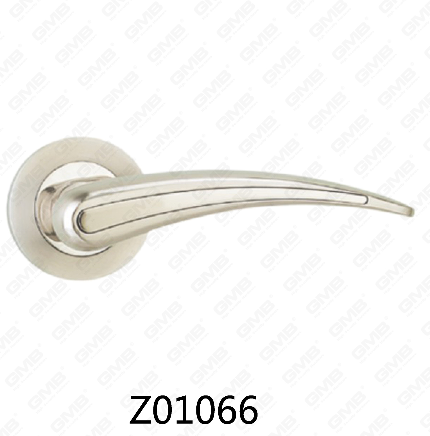 Poignée de porte en alliage de zinc et de rosace en aluminium avec rosace ronde (Z01066)