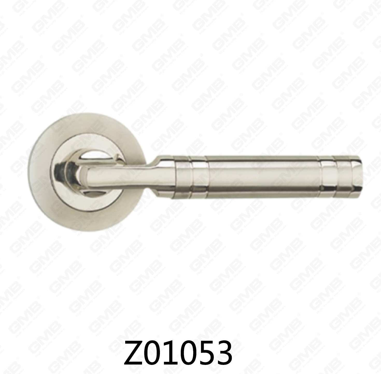 Poignée de porte en aluminium en alliage de zinc et rosace avec rosace ronde (Z01053)