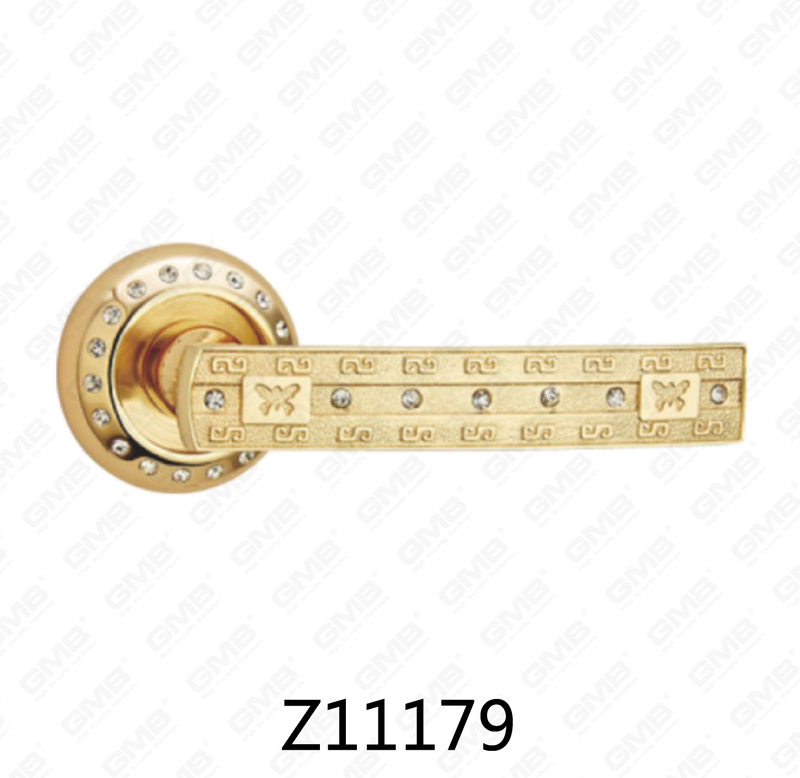 Poignée de porte en aluminium en alliage de zinc et rosace avec rosace ronde (Z11179)