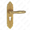 Poignée de porte Poignée de quincaillerie de porte en bois Serrure de poignée de porte sur plaque pour serrure à mortaise par poignée de plaque de porte en alliage de zinc ou en acier (E626-E08-GPB)