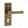 Poignée de porte Poignée de quincaillerie de porte en bois Serrure Poignée de porte sur plaque pour serrure à mortaise par poignée de plaque de porte en alliage de zinc ou en acier (ZM833EL13-DYB)