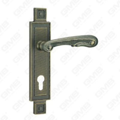 Poignée de porte Poignée de quincaillerie de porte en bois Serrure de poignée de porte sur plaque pour serrure à mortaise par poignée de plaque de porte en alliage de zinc ou en acier (ZM858-Z103-DAB)