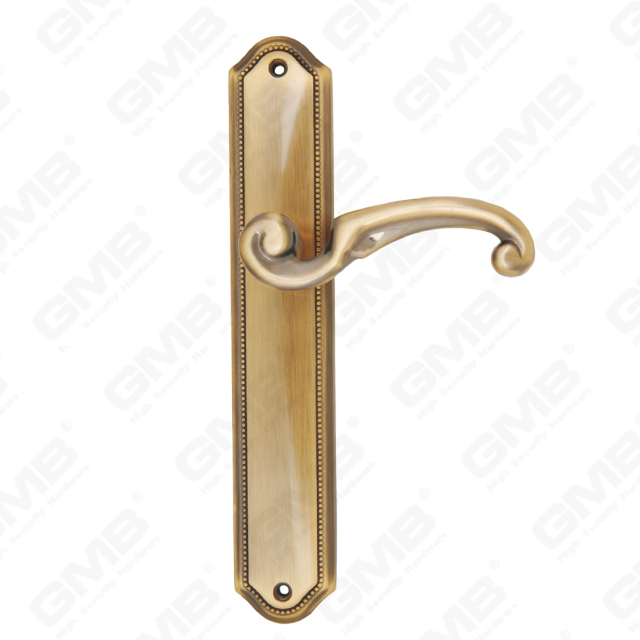 Poignées en laiton poignée de quincaillerie de porte en bois poignée de porte de serrure sur plaque pour serrure à mortaise (B-PM3905-AB)