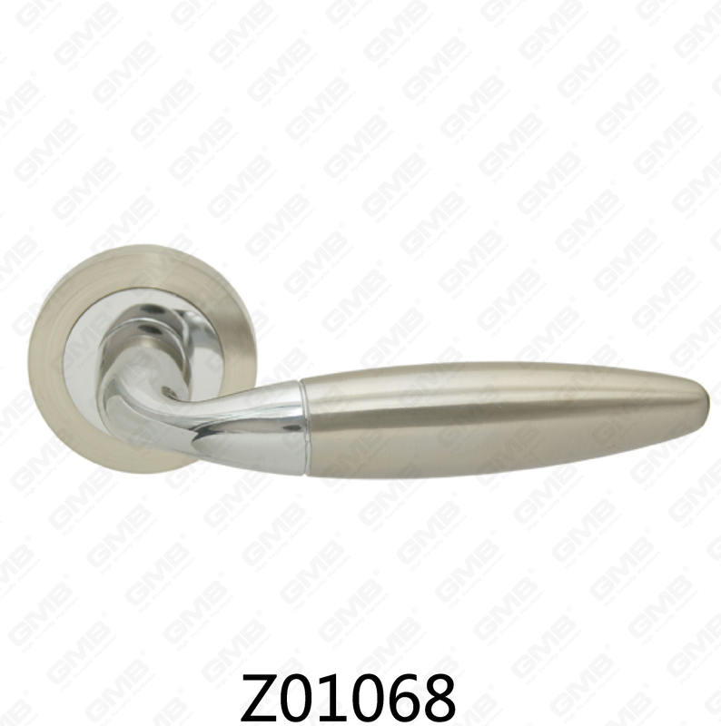 Poignée de porte en aluminium en alliage de zinc et rosace en zamak avec rosace ronde (Z01068)