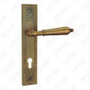 Poignée de porte Poignée de quincaillerie de porte en bois Serrure Poignée de porte sur plaque pour serrure à mortaise par poignée de plaque de porte en alliage de zinc ou en acier (E718-E01-DYB)