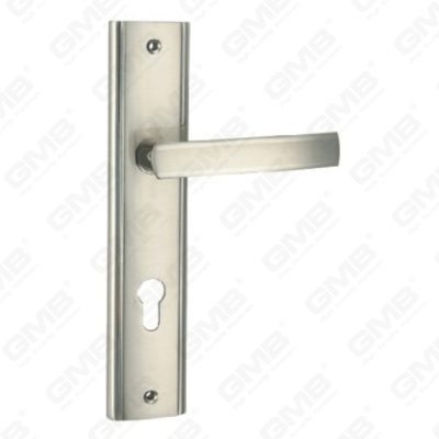 Poignée de porte Poignée de quincaillerie de porte en bois Poignée de porte sur plaque pour serrure à mortaise par poignée de plaque de porte en alliage de zinc ou en acier (L214-Z30-K)