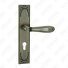 Poignée de porte Poignée de quincaillerie de porte en bois Serrure Poignée de porte sur plaque pour serrure à mortaise par poignée de plaque de porte en alliage de zinc ou en acier (E715-E05-DAB)