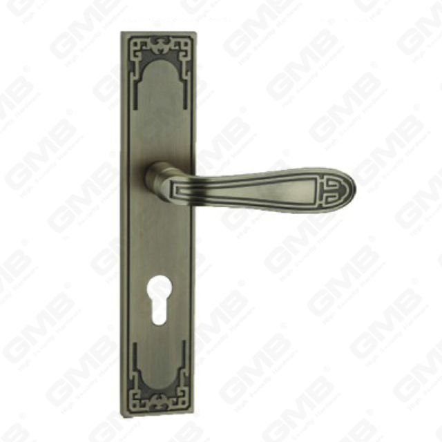 Poignée de porte Tirer la manche de porte en bois Handle de verrouillage Poignée de porte de porte sur plaque pour la mousse de serrure à mortaise par alliage de zinc ou poignée de plaque de porte en acier (E715-E05-Dab)