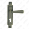 Poignée de porte Poignée de quincaillerie de porte en bois Serrure de poignée de porte sur plaque pour serrure à mortaise par poignée de plaque de porte en alliage de zinc ou en acier (ZM858B40-DAB)