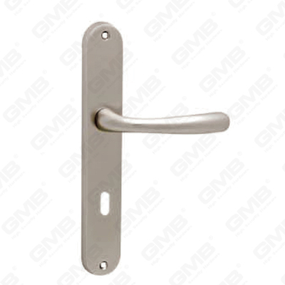 Poignée de porte Poignée de quincaillerie de porte en bois Poignée de porte sur plaque pour serrure à mortaise par poignée de plaque de porte en alliage de zinc ou en acier (ZM7KN)