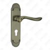 Poignée de porte Poignée de quincaillerie de porte en bois Serrure de poignée de porte sur plaque pour serrure à mortaise par poignée de plaque de porte en alliage de zinc ou en acier (ZM585100-DAB)