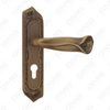 Poignée de porte Poignée de quincaillerie de porte en bois Poignée de porte sur plaque pour serrure à mortaise par poignée de plaque de porte en alliage de zinc ou en acier (CM755-C119-DYB)