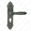 Poignée de porte Poignée de quincaillerie de porte en bois Serrure de poignée de porte sur plaque pour serrure à mortaise par poignée de plaque de porte en alliage de zinc ou en acier (E619-E08-DAB)