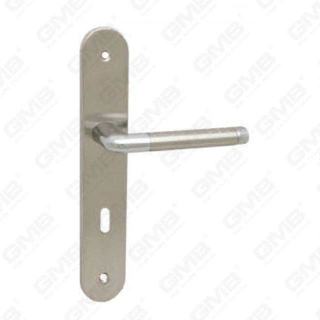 Poignée de porte en bois Poignée de quincaillerie de porte Serrure Poignée de porte sur plaque pour serrure à mortaise par poignée de plaque de porte en alliage de zinc ou en acier (74412)