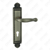 Poignée de porte Poignée de quincaillerie de porte en bois Poignée de porte sur plaque pour serrure à mortaise par poignée de plaque de porte en alliage de zinc ou en acier (ZL941-Z67-DAB)