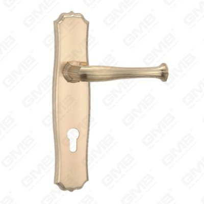 Poignée de porte Poignée de quincaillerie de porte en bois Serrure de poignée de porte sur plaque pour serrure à mortaise par poignée de plaque de porte en alliage de zinc ou en acier (ZL967-C115-GSB)