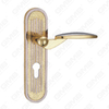 Poignée de porte Poignée de quincaillerie de porte en bois Poignée de porte sur plaque pour serrure à mortaise par poignée de plaque de porte en alliage de zinc ou en acier (TM400257-HG)
