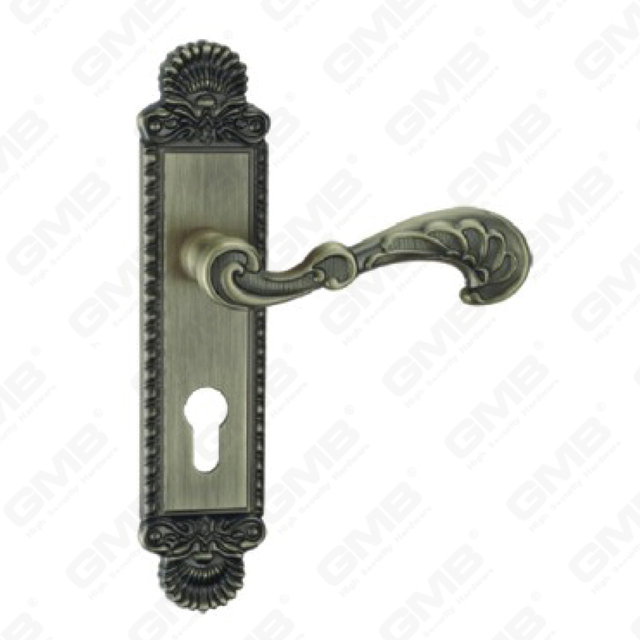 Poignée de porte Tirer la poignée de la quincaillerie de porte en bois Handle de verrouillage Poignée de porte sur plaque pour mousse de serrure à mortaise par alliage de zinc ou poignée de plaque de porte en acier (ZM41575-Dab)