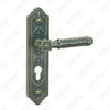 Poignée de porte Poignée de quincaillerie de porte en bois Serrure de poignée de porte sur plaque pour serrure à mortaise par poignée de plaque de porte en alliage de zinc ou en acier (ZM463102-DAB)