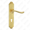 Poignée de porte Poignée de quincaillerie de porte en bois Serrure de poignée de porte sur plaque pour serrure à mortaise par poignée de plaque de porte en alliage de zinc ou en acier (ZL903-Z78-GPB)
