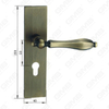 Poignée de porte Poignée de quincaillerie de porte en bois Serrure de poignée de porte sur plaque pour serrure à mortaise par poignée de plaque de porte en alliage de zinc ou en acier (ZM581-E02-DAB)