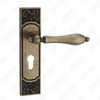 Poignée de porte Poignée de quincaillerie de porte en bois Serrure de poignée de porte sur plaque pour serrure à mortaise par poignée de plaque de porte en alliage de zinc ou en acier (ZM611-E02-DHB)