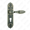 Poignée de porte Poignée de quincaillerie de porte en bois Poignée de porte sur plaque pour serrure à mortaise par poignée de plaque de porte en alliage de zinc ou en acier (ZM46192-DAB)