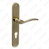 Poignée de porte en bois Poignée de quincaillerie de porte Serrure Poignée de porte sur plaque pour serrure à mortaise par poignée de plaque de porte en alliage de zinc ou en acier (908)