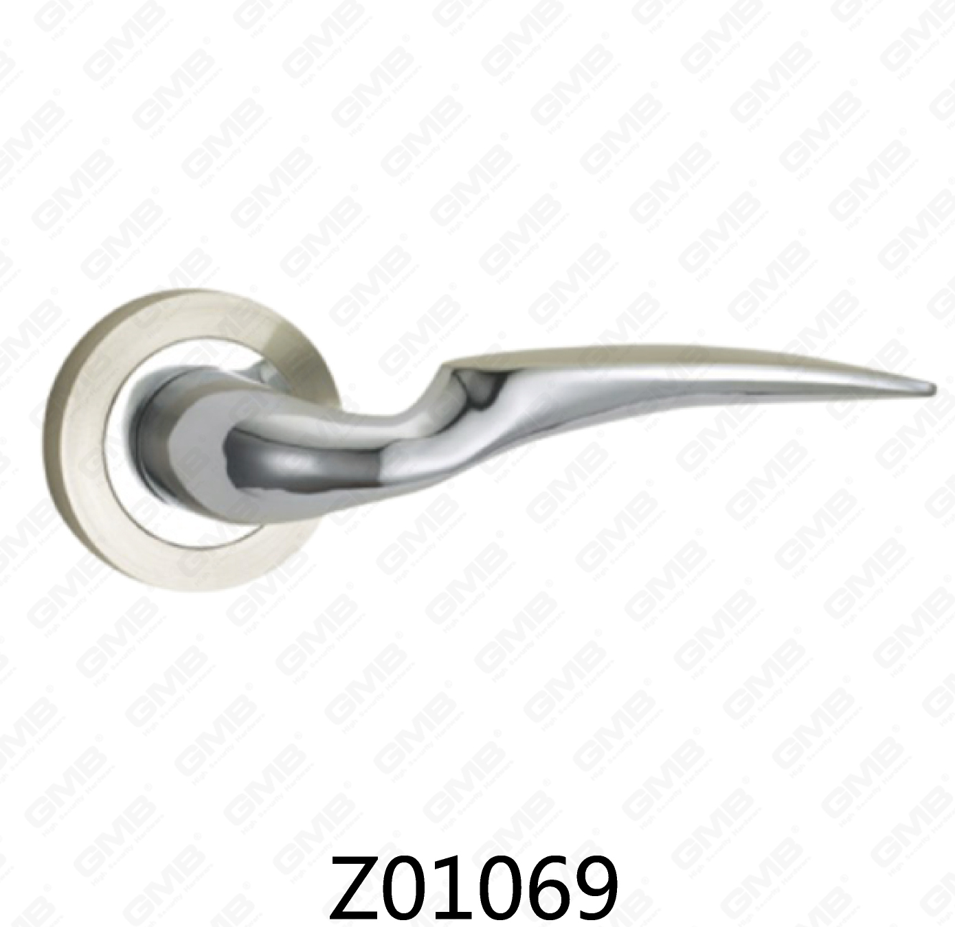 Poignée de porte en aluminium en alliage de zinc et rosette avec rosette ronde (Z01069)