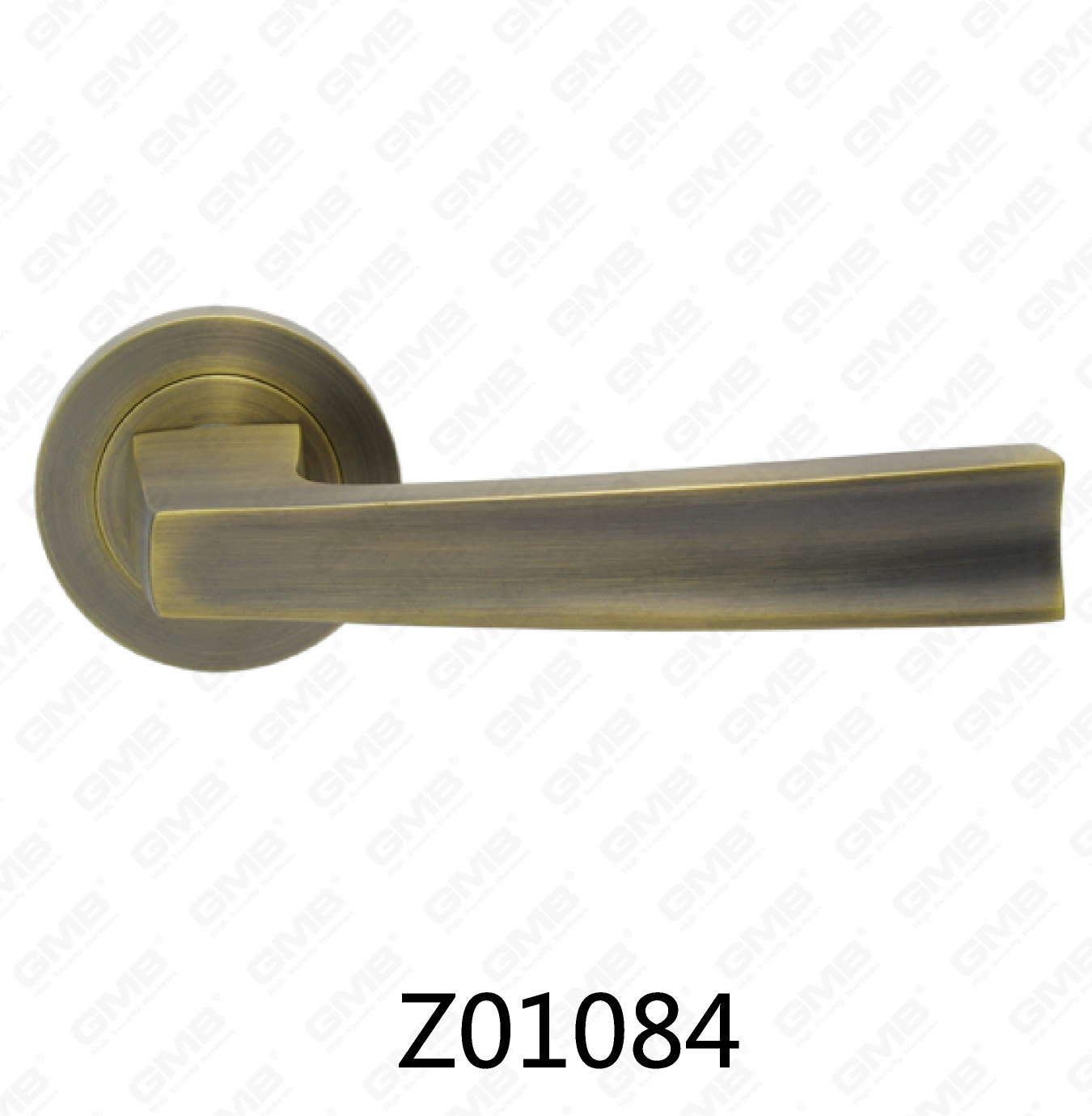 Poignée de porte en aluminium en alliage de zinc et rosace avec rosace ronde (Z01084)