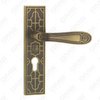Poignée de porte Poignée de quincaillerie de porte en bois Serrure de poignée de porte sur plaque pour serrure à mortaise par poignée de plaque de porte en alliage de zinc ou en acier (E613-E05-DYB)