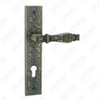 Poignée de porte Tirer la poignée de la quincaillerie de porte en bois Handle de verrouillage Handle de porte sur plaque pour la mousse de serrure à mortaise par alliage de zinc ou poignée de plaque de porte en acier (E712-Z93-Dab)