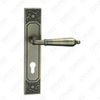 Poignée de porte en bois Poignée de quincaillerie de porte Serrure Poignée de porte sur plaque pour serrure à mortaise par poignée de plaque de porte en alliage de zinc ou en acier (E711-E01-DAB)