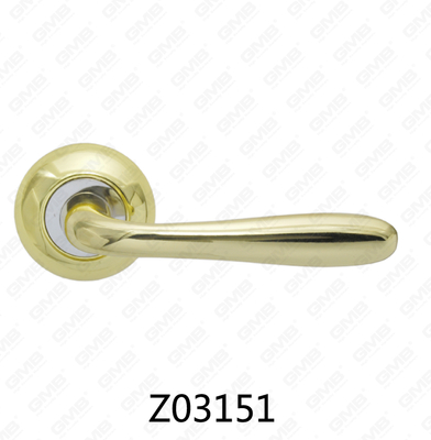 Poignée de porte en aluminium en alliage de zinc et rosette avec rosette ronde (Z02151)