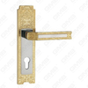 Poignée de porte Poignée de quincaillerie de porte en bois Serrure de poignée de porte sur plaque pour serrure à mortaise par poignée de plaque de porte en alliage de zinc ou en acier (ZM862B32-HG)