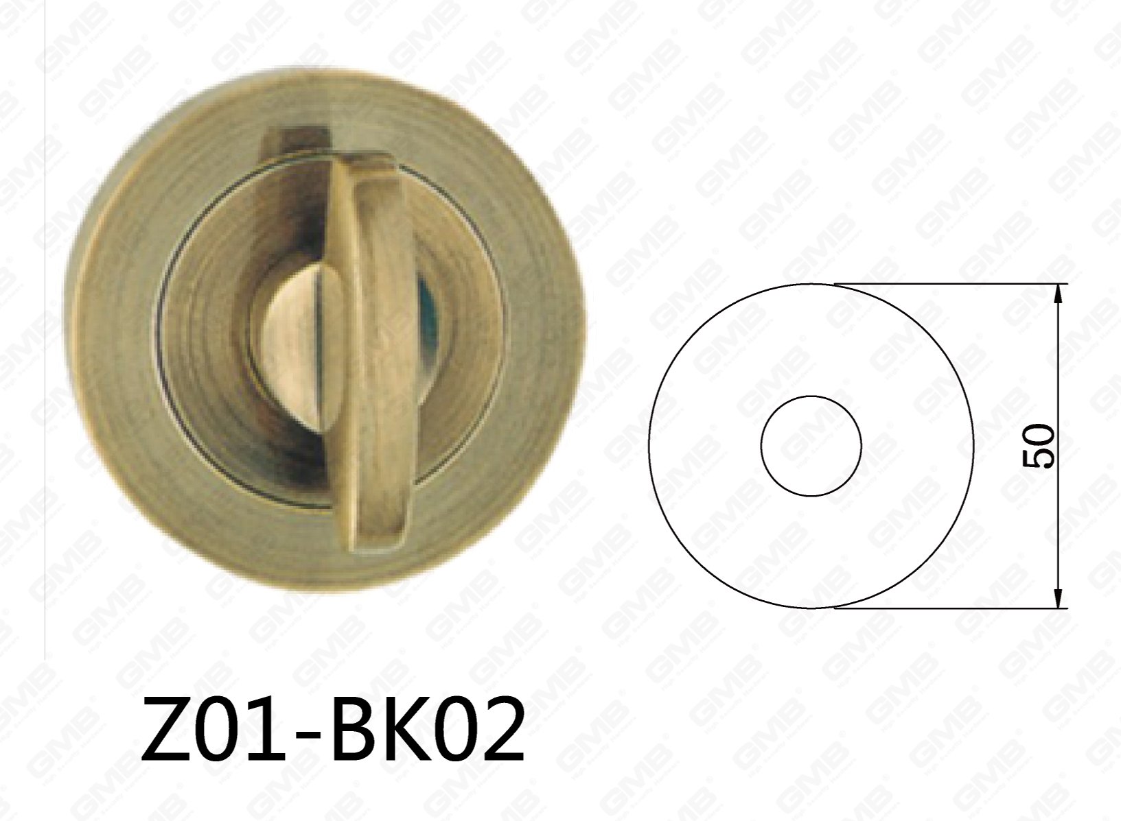 Poignée de porte en aluminium en alliage de zinc Zamak Écusson rond (Z01-BK02)