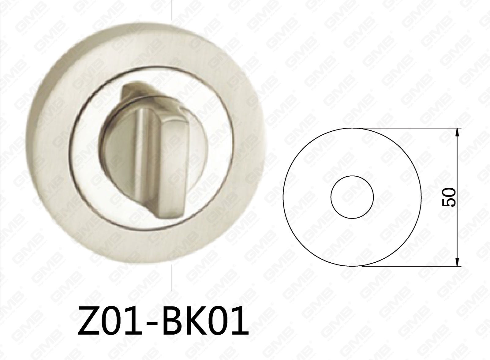 Poignée de porte en aluminium en alliage de zinc Zamak Écusson rond (Z01-BK01)