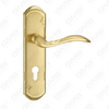 Poignée de porte Poignée de quincaillerie de porte en bois Poignée de porte sur plaque pour serrure à mortaise par poignée de plaque de porte en alliage de zinc ou en acier (ZM83238-GSB GPB)