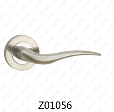 Poignée de porte en aluminium en alliage de zinc et rosette avec rosette ronde (Z01056)