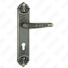 Poignée de porte Poignée de quincaillerie de porte en bois Serrure de poignée de porte sur plaque pour serrure à mortaise par poignée de plaque de porte en alliage de zinc ou en acier (ZL908-Z82-DAB)