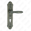 Poignée de porte Poignée de quincaillerie de porte en bois Serrure de poignée de porte sur plaque pour serrure à mortaise par poignée de plaque de porte en alliage de zinc ou en acier (ZL919-E08-DAB)