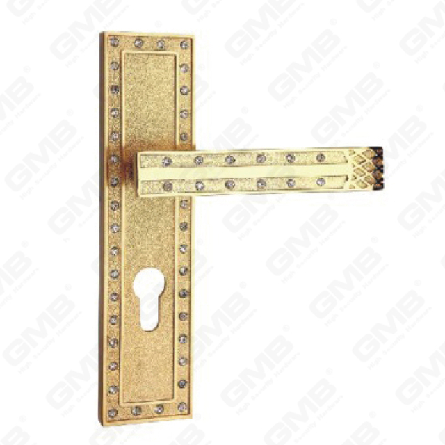 Poignée de porte Tirer la manche de porte en bois Handle de verrouillage Poignée de porte de porte sur plaque pour la mousse de serrure à mortaise par alliage de zinc ou poignée de plaque de porte en acier (ZM45085-GPB x)
