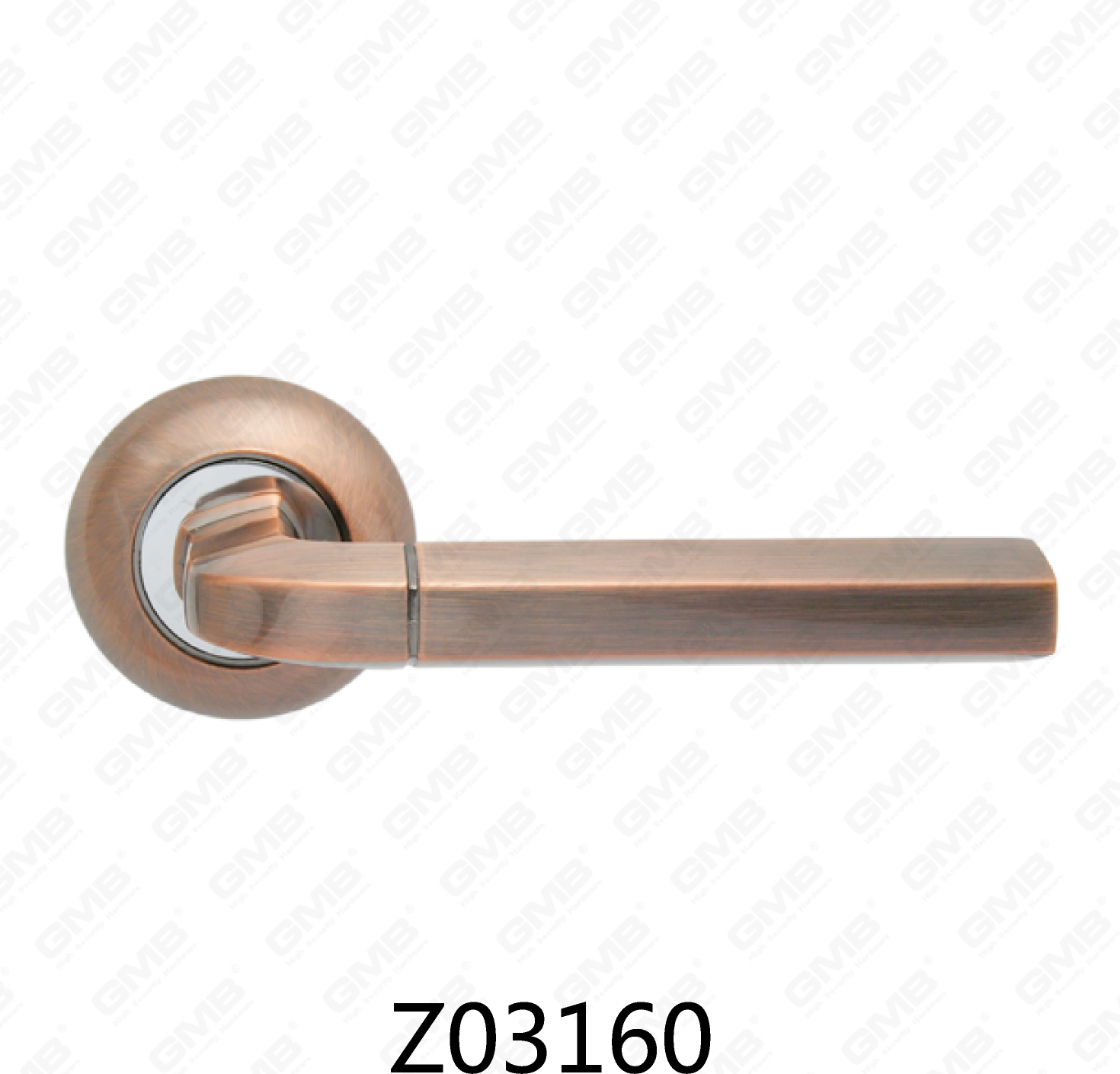 Poignée de porte en aluminium en alliage de zinc et rosace avec rosace ronde (Z02160)